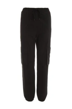 Black Tie Waist Cargo Trousers