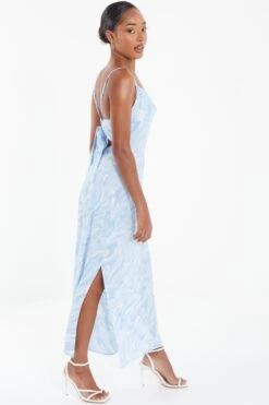 Light Blue Brush Stroke Tie Back Split Midi Dress 11 Light Blue Brush Stroke Tie Back Split Midi Dress -Chic Summer Shop 00100037202 XS