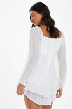 Cream Chiffon Tie Front Playsuit 9 Cream Chiffon Tie Front Playsuit -Chic Summer Shop 00100037208 XB