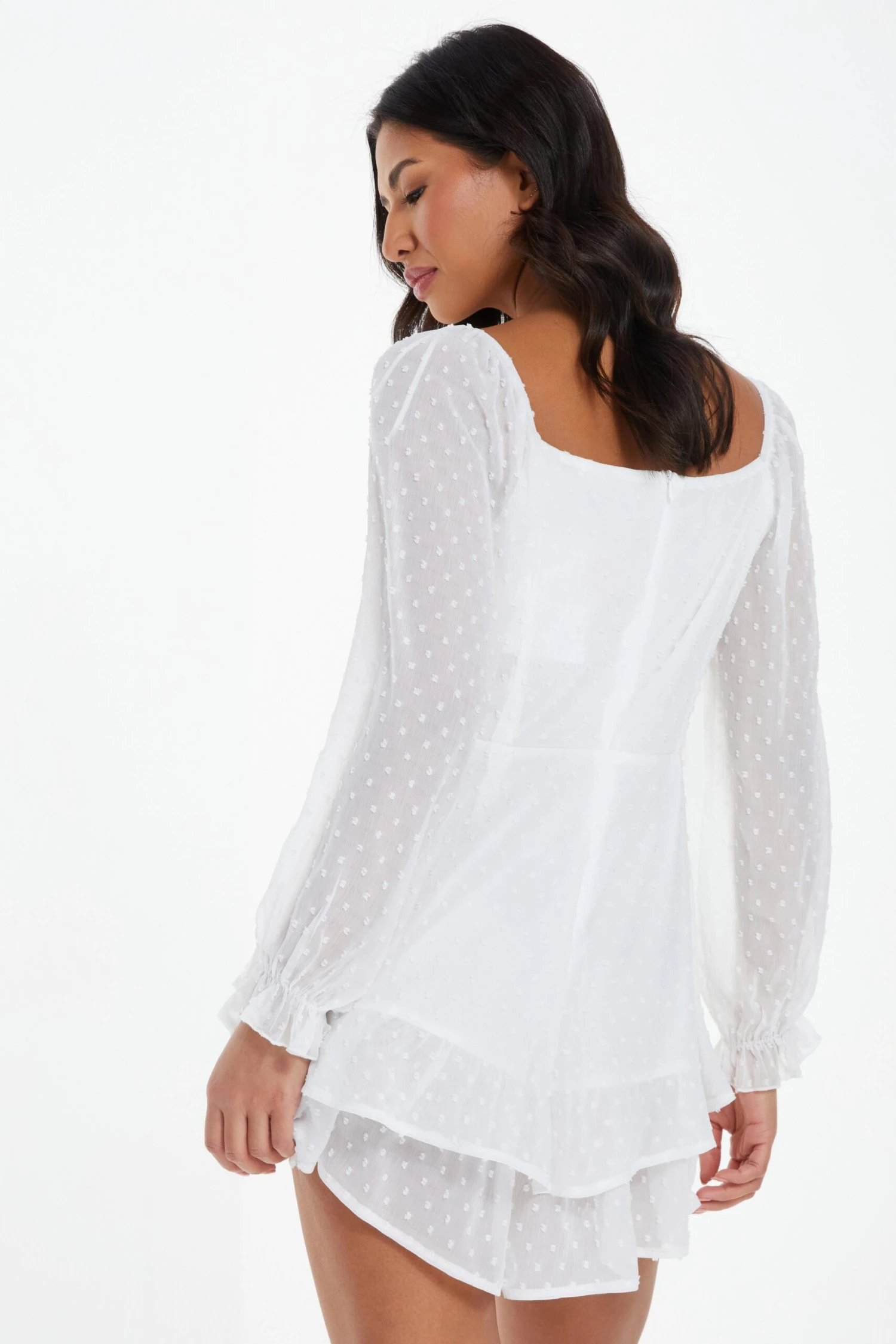 Cream Chiffon Tie Front Playsuit 4 Cream Chiffon Tie Front Playsuit - Image 3