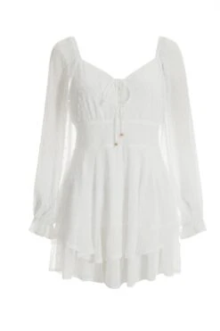 Cream Chiffon Tie Front Playsuit