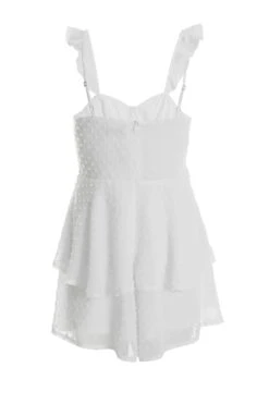 Cream Chiffon Dobby Frill Playsuit -Chic Summer Shop 00100037209 ZB