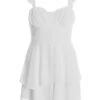 Cream Chiffon Dobby Frill Playsuit -Chic Summer Shop 00100037209 ZM