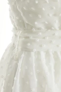 Cream Chiffon Dobby One Shoulder Mini Dress -Chic Summer Shop 00100037210 ZS