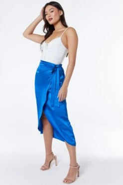 Royal Blue Satin Wrap Midi Skirt 11 Royal Blue Satin Wrap Midi Skirt -Chic Summer Shop 00100037212 XS