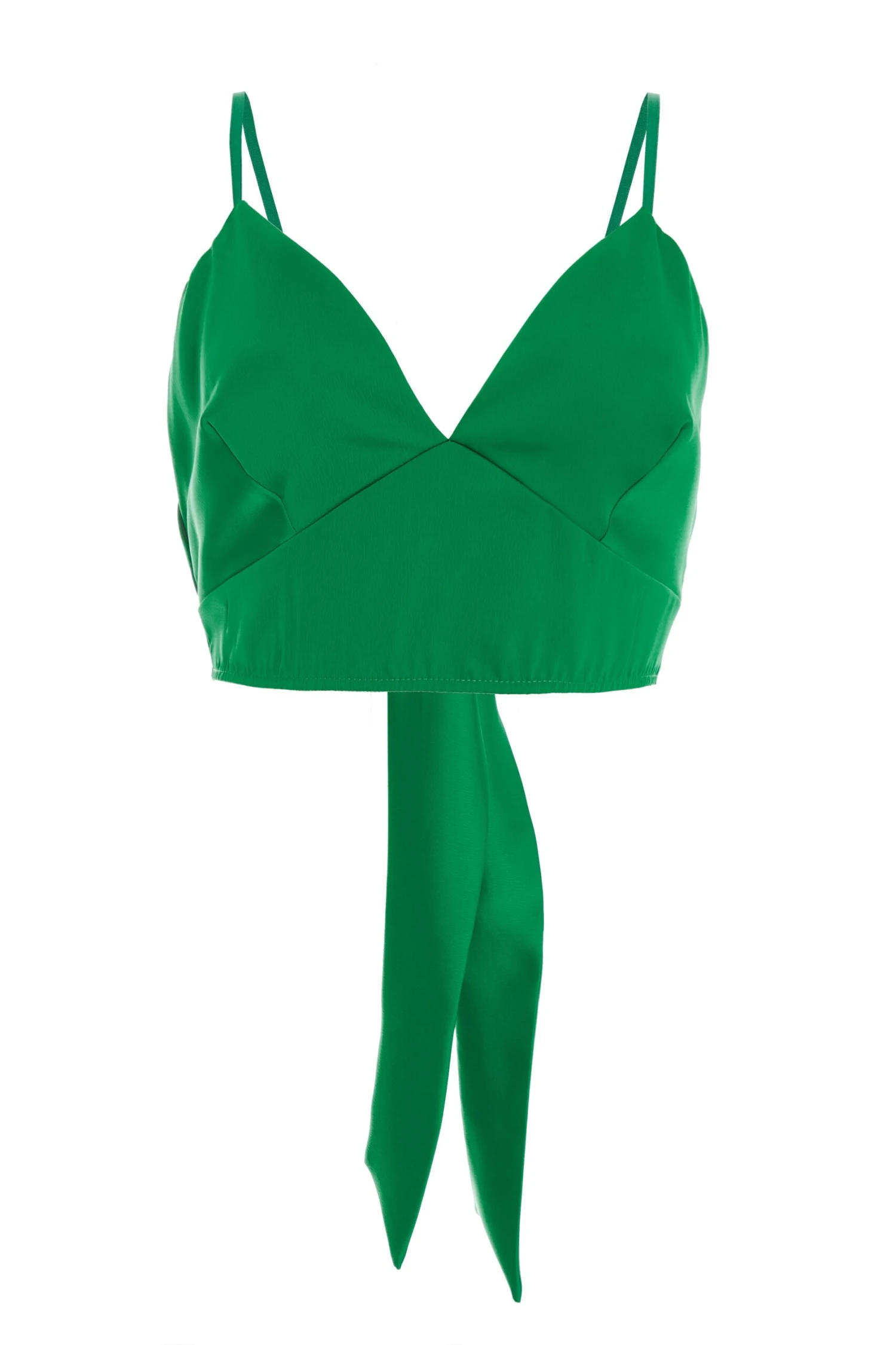 Green Satin Tie Back Crop Top 3 Green Satin Tie Back Crop Top