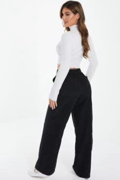 Black Cargo Palazzo Trousers -Chic Summer Shop 00100037220 XB