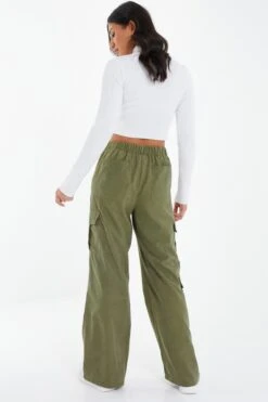 Khaki Cargo Palazzo Trousers -Chic Summer Shop 00100037222 XB