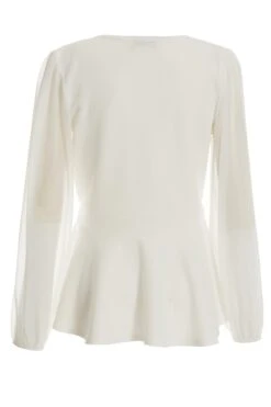 Cream Chiffon Buckle Peplum Top 12 Cream Chiffon Buckle Peplum Top -Chic Summer Shop 00100037224 ZB