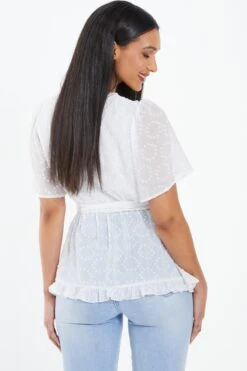 Cream Chiffon Lace Peplum Top -Chic Summer Shop 00100037228 XB