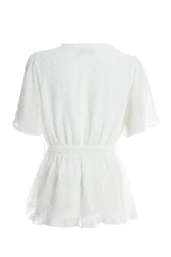Cream Chiffon Lace Peplum Top -Chic Summer Shop 00100037228 ZB