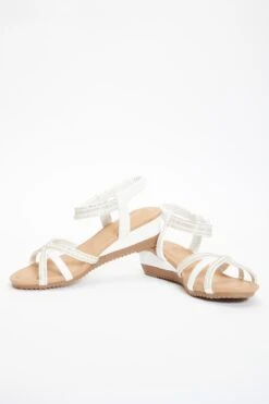 White Cross Front Comfort Wedges 11 White Cross Front Comfort Wedges -Chic Summer Shop 00100037232 XS