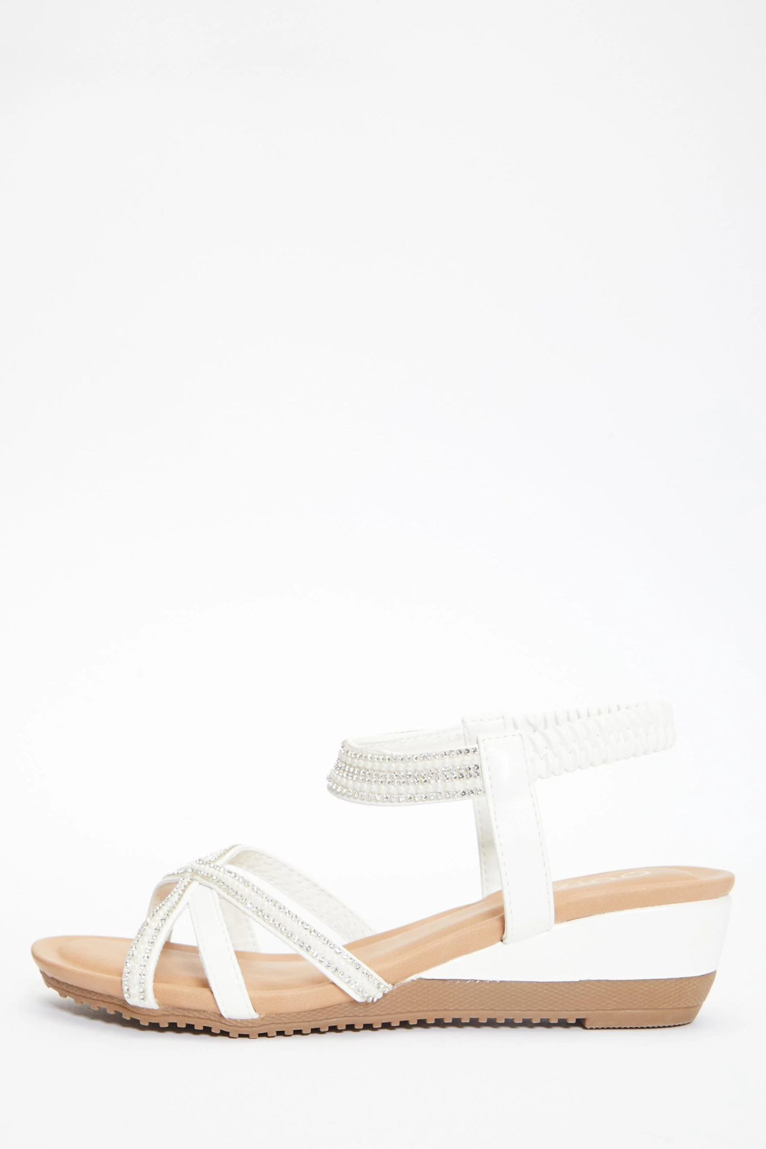 White Cross Front Comfort Wedges 3 White Cross Front Comfort Wedges