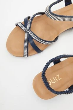 Navy Cross Front Comfort Wedges -Chic Summer Shop 00100037236 ZB