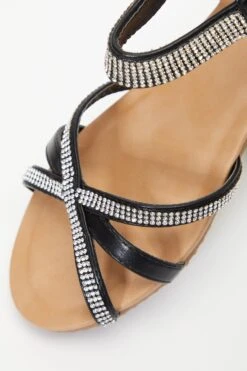 Black Cross Front Comfort Wedges -Chic Summer Shop 00100037243 ZB