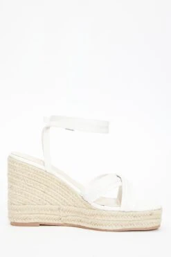 White Cross Strap Wedges -Chic Summer Shop 00100037258 ZS