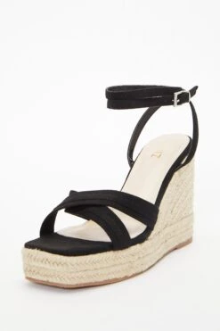 Black Cross Strap Wedges -Chic Summer Shop 00100037265 XB