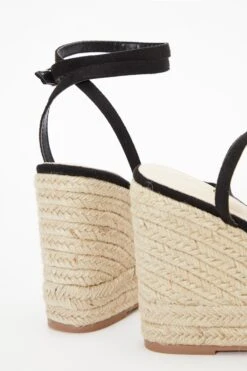 Black Cross Strap Wedges -Chic Summer Shop 00100037265 ZB