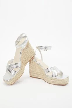 Silver Cross Strap Wedges -Chic Summer Shop 00100037269 XS