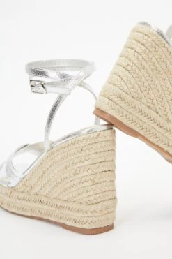 Silver Cross Strap Wedges -Chic Summer Shop 00100037269 ZB