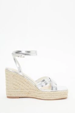 Silver Cross Strap Wedges -Chic Summer Shop 00100037269 ZS