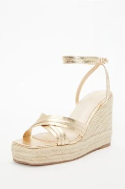 Gold Cross Strap Wedges 10 Gold Cross Strap Wedges -Chic Summer Shop 00100037272 XB