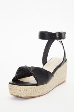 Black Twist Front Wedges -Chic Summer Shop 00100037274 XB