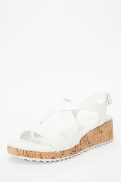White Faux Leather Sporty Wedges -Chic Summer Shop 00100037278 XB