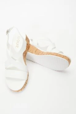 White Faux Leather Sporty Wedges -Chic Summer Shop 00100037278 XS