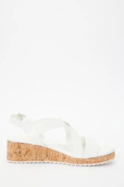 White Faux Leather Sporty Wedges -Chic Summer Shop 00100037278 ZS