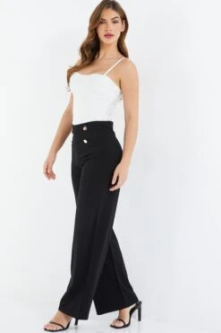 Black Button Palazzo Trousers -Chic Summer Shop 00100037329 XS