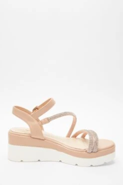 Pink Faux Leather Diamante Wedges -Chic Summer Shop 00100037332 ZS