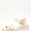 Nude Faux Leather Cross Strap Wedges -Chic Summer Shop 00100037334 ZM