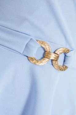 Light Blue Buckle Peplum Top -Chic Summer Shop 00100037343 ZS