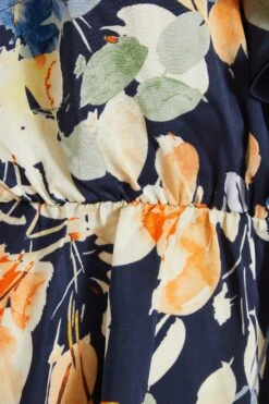 Navy Satin Floral Peplum Top 13 Navy Satin Floral Peplum Top -Chic Summer Shop 00100037363 ZS