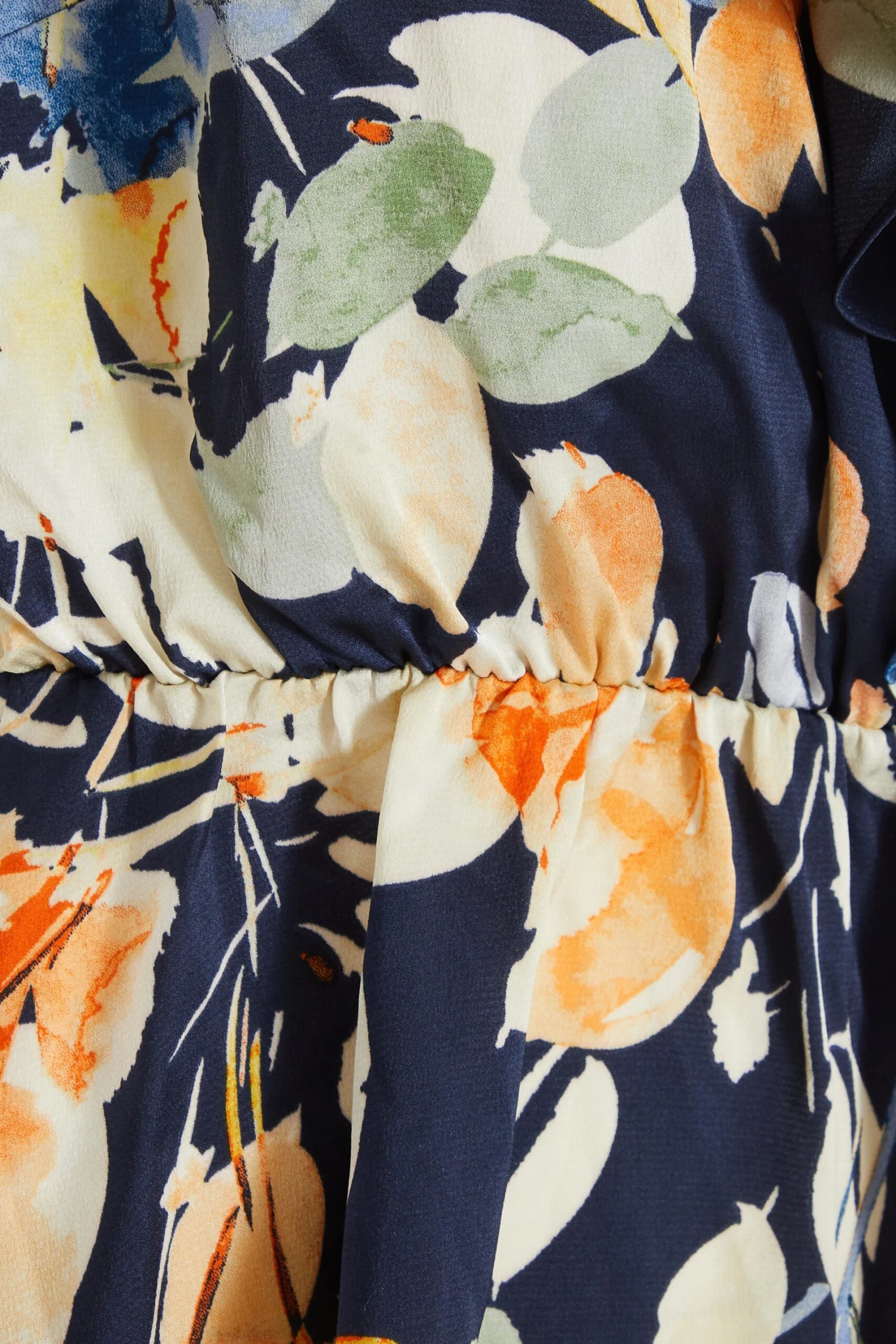 Navy Satin Floral Peplum Top 8 Navy Satin Floral Peplum Top - Image 6