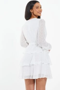 White Chiffon Polka Dot Skater Dress -Chic Summer Shop 00100037366 XB