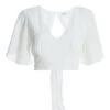 White Textured Tie Back Crop Top 1 White Textured Tie Back Crop Top -Chic Summer Shop 00100037371 ZM