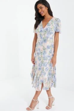 Pink Floral Midi Dress 11 Pink Floral Midi Dress -Chic Summer Shop 00100037373 XS