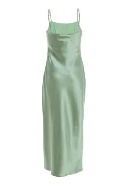 Sage Satin Ruched Split Midi Dress -Chic Summer Shop 00100037374 ZB