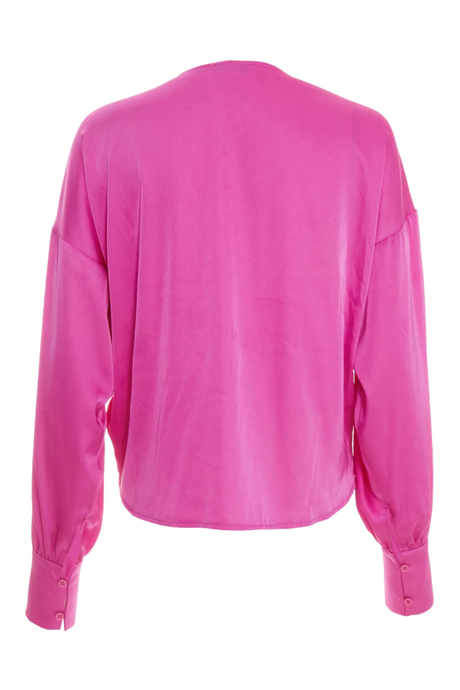 Pink Satin Tie Cropped Blouse 7 Pink Satin Tie Cropped Blouse - Image 5