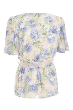 Pink Floral Chiffon Peplum Top -Chic Summer Shop 00100037382 ZB