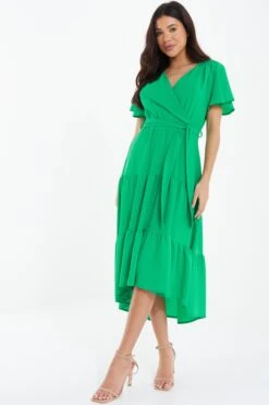 Jade Green Dip Hem Midi Dress -Chic Summer Shop 00100037388 XS