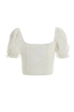 White Chiffon Dobby Crop Top -Chic Summer Shop 00100037391 ZB