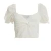 White Chiffon Dobby Crop Top 1 White Chiffon Dobby Crop Top -Chic Summer Shop 00100037391 ZM