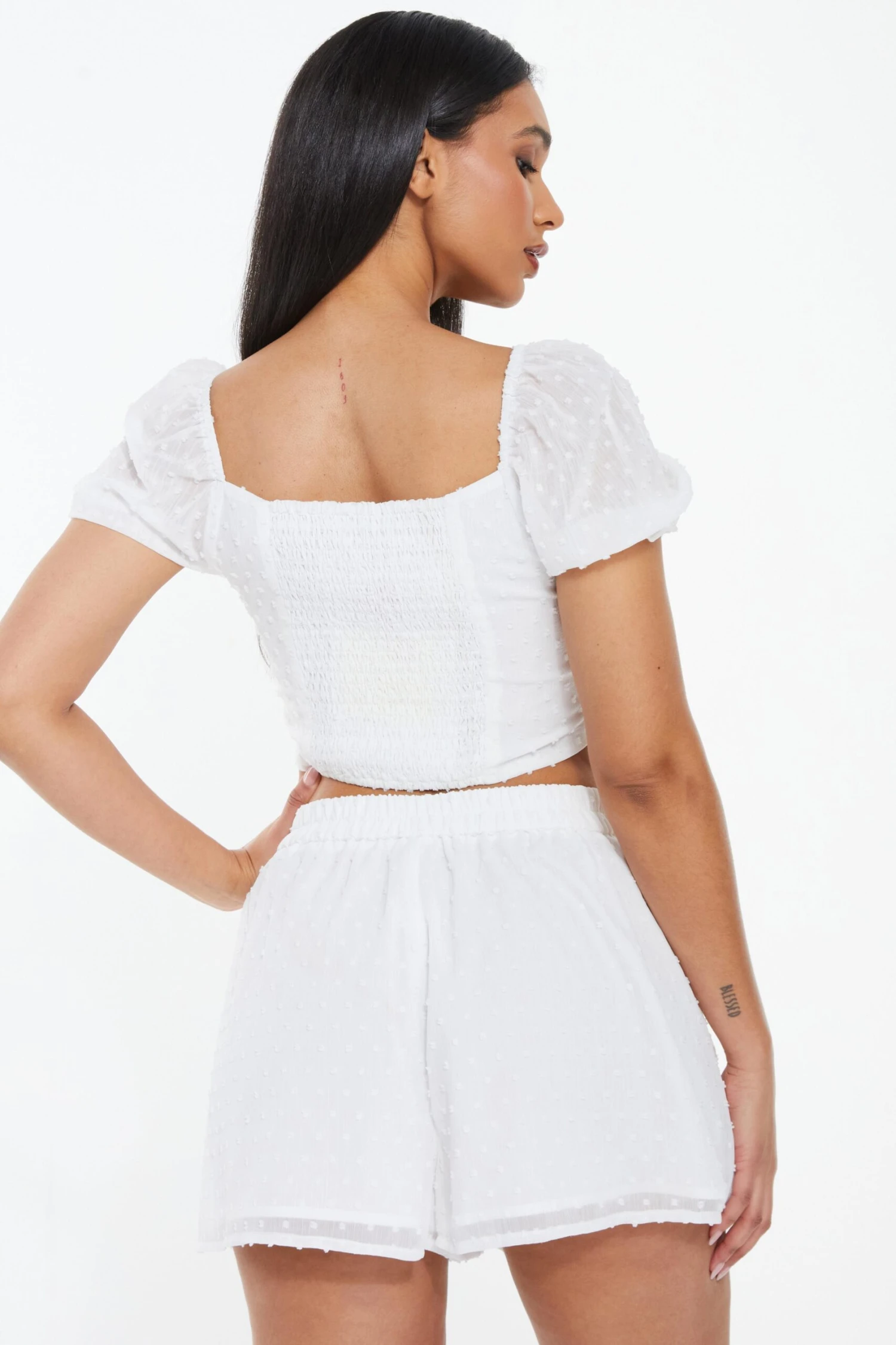 White Chiffon Dobby Shorts 5 White Chiffon Dobby Shorts - Image 3