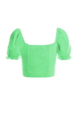 Green Chiffon Dobby Crop Top -Chic Summer Shop 00100037394 ZB