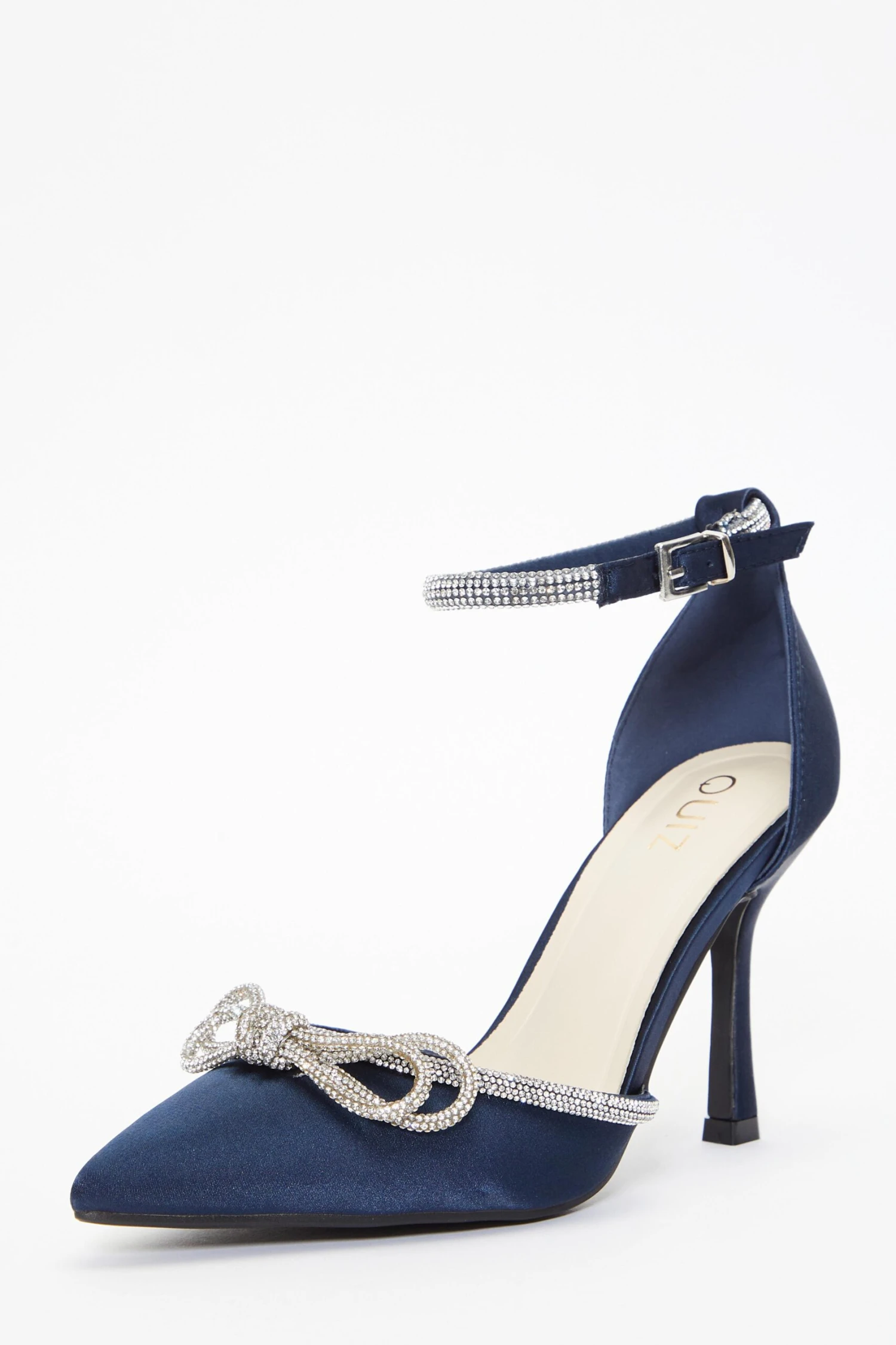 Navy Diamante Bow Court Heels 5 Navy Diamante Bow Court Heels - Image 3