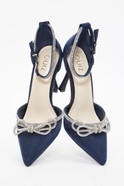 Navy Diamante Bow Court Heels 11 Navy Diamante Bow Court Heels -Chic Summer Shop 00100037404 XS