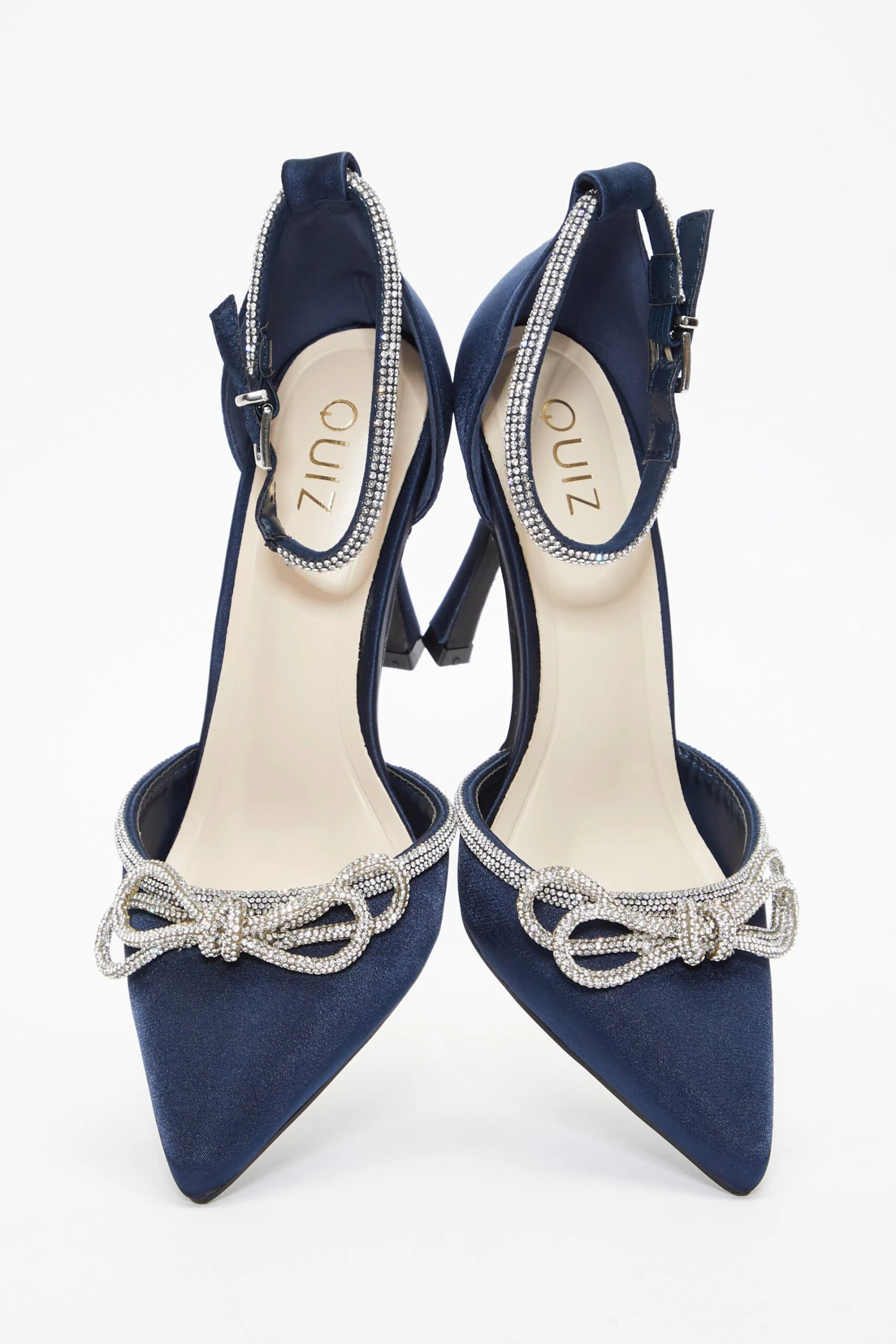 Navy Diamante Bow Court Heels 6 Navy Diamante Bow Court Heels - Image 4